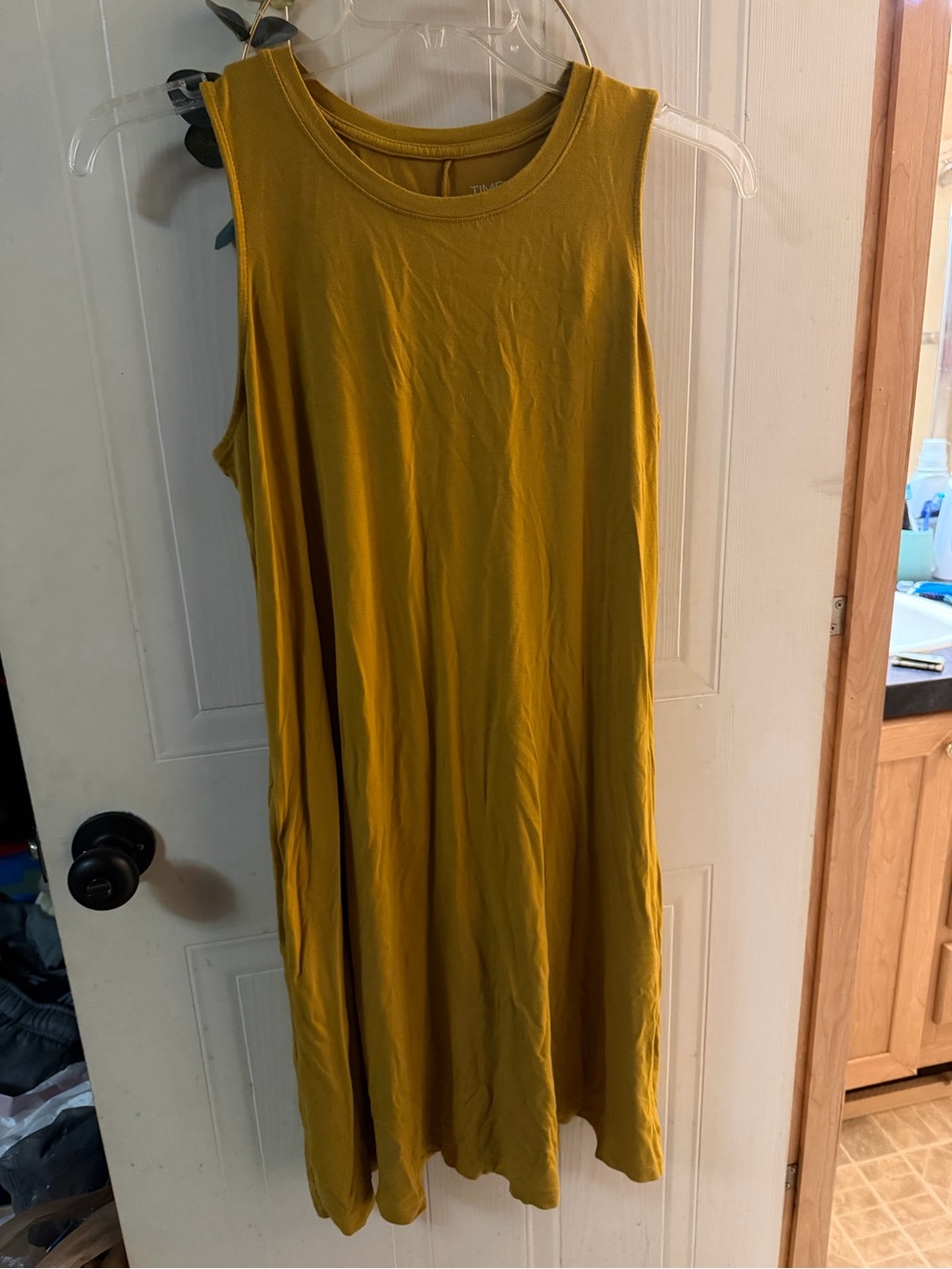 Time and Tru Mustard Sleeveless Midi Swing Dress